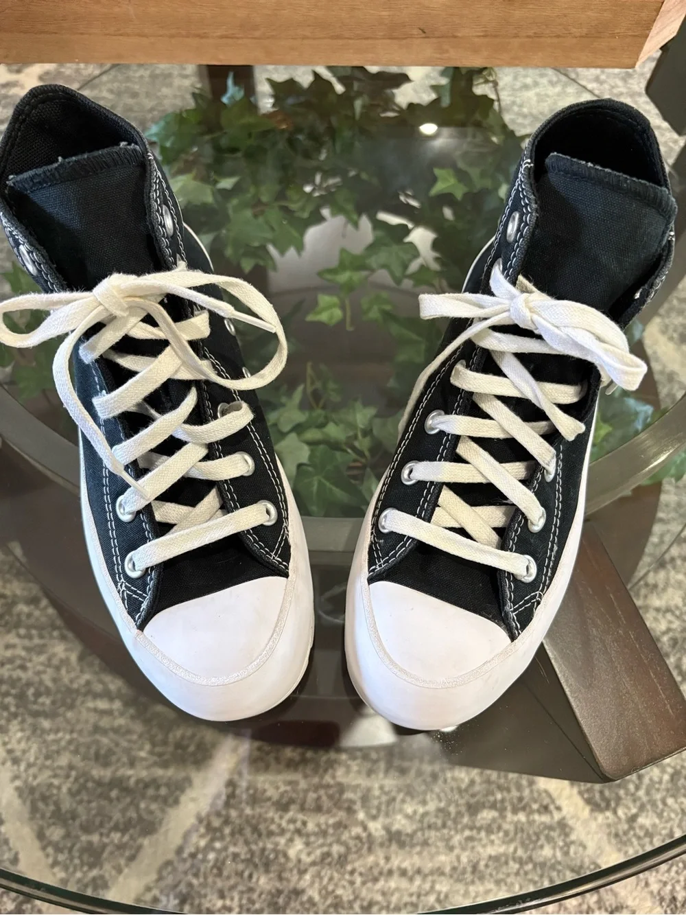 Converse Black and White Kids High-Top Platform Sneakers